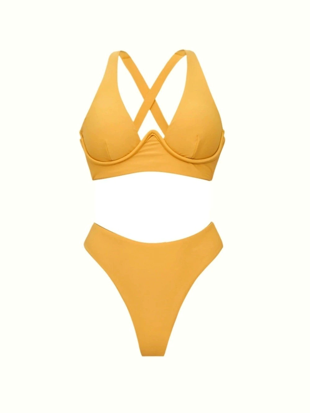 Andrea Iyamah Kasa Bikini Set Yellow Sand Underwire Longline High Cut NWT
